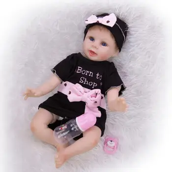 Silikono Minkšta Naujagimiui Lėlės Akys atsiveria 55cm Silikono Baby Doll, Kad Atrodo Realus Naujagimių juodus Drabužius Atgimsta Bonecas Žaislai Vaikas