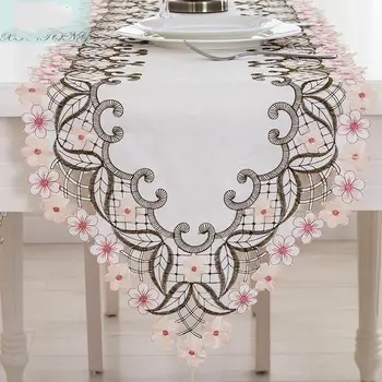 Siuvinėtos stalo bėgikų modelių namų apstatymo TV spintelė padengti audiniai placemat staltiesė takelis stalo bėgikų dekoras