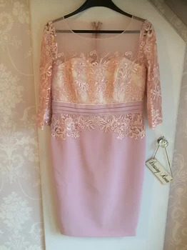 Siuvėjo parduotuvėje užsakymą rožinės spalvos nėrinių suknelė motina oblubienicy suknelė vestuvių suknelė, motina, motinos nuotakos apranga oficialų suknelė