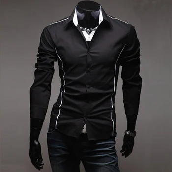 Slim Fit Mens Dryžuotas Marškinėliai 2020 ilgomis Rankovėmis, Pilkos Vyrų Dryžuotas Marškinėliai Atsitiktinis Camisa Socialinės Drabužius Chemise Homme Plus Dydis 3XL