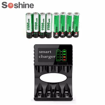 Soshine 1.2 V AAA 1100mAh Ni-Mh Akumuliatorius su 1000 Ciklą Su Nešiojamų Baterijų Dėžutė + 