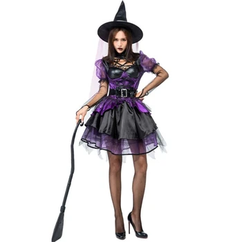 Spalvingas Moterų Violetinė Tutu Ragana Kostiumas Helovinas Šalis Suaugusiųjų Cosplay Apranga Suaugusiųjų cosplay kostiumų moterims