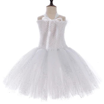 Sparkly Baltas Angelas Tutu Suknelė Plunksnų Sparnais Lazdos Išgalvotas Komplektai, Vaikams, Suknelės Angelo Kostiumas Mergaitėms Gimtadienio Drabužiai