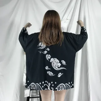 Spausdinimo Iš Debesies Laisvas Megztinis Kimono Plonas Samurajus Marškiniai Chalatas, Vyrų Ir Moterų Apsaugos Nuo Saulės Marškinėliai Streetwear Japonijos Kimonos Haori