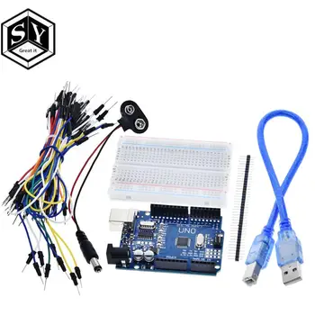 Starter Kit for arduino nano Uno R3 - Pluoštas 5 punktų Uno R3 Breadboard Šokliavarlinės Laidai USB Laidas ir 9V Baterija Jungtis
