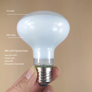Stiklo su Pilku, lenkijos Energijos Taupymo 2700K R80 LED Vietoje Kaitrinės Lemputės šviesos srautą galima reguliuoti, Nekilnojamojo 8 W, E27 Dėmesio Reflektoriaus Lemputės