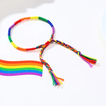 Styginių Virvę Apyrankę Vaivorykštė Gėjų LGBTQ Pasididžiavimas Meilės Plonas Reguliuojamas Riešo, Moterų Meilės Dovanos