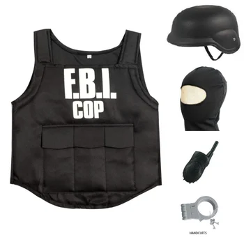 Suknelė FTB Agentas Policijos Uniformą Bulletproof Vest & Šalmas Kostiumas Išgalvotas Suknelė Przybornik 3-9 metų vaikams policijos kostiumas