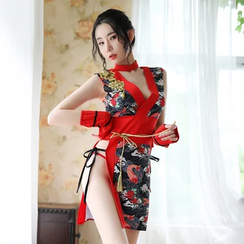 Super Seksualus Erotiniai Rinkiniai Seksualus naktinis klubas šalies cosplay kimono apatinis trikotažas vaidmenų spausdinti cardigan vienodas pagundai kimono kostiumas