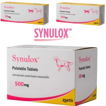 Synulox 50mg/250mg/500mg Skanus Tablečių Šunų & Cat