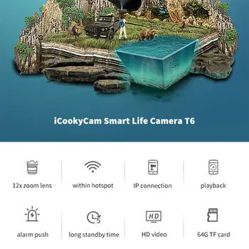 T6 Smart 720P Mini Kamera 12X Zoom viešosios interneto prieigos Taškas Wi-fi IP Kamera Judesio Aptikimo Naktinio Matymo Kūdikis Miega Stebėti, Apsaugos Kamera,