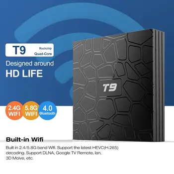 T9 Android 10.0 TV Box RK3318 QuadCore 4GB 64GB USB 3.0 4K Set Top Box, 2.4 G/5G Dual WIFI 2G16G Mini Smart TV BOX Media Player