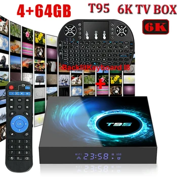 T95 Tinklo TV Box 10/100M Gigabit Android 10.0 4GB+64GB Quad Core 6K Media Player 
