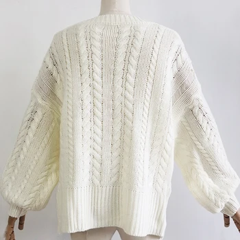 TEELYNN baltas megztinis negabaritinių laisvas megztinis megztinis Rudenį, žiemą šiltas megztiniai moterims megztiniai ilgomis rankovėmis Čigonų boho megztiniai