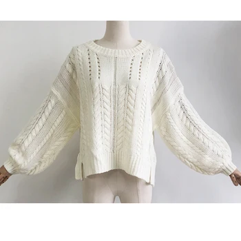 TEELYNN baltas megztinis negabaritinių laisvas megztinis megztinis Rudenį, žiemą šiltas megztiniai moterims megztiniai ilgomis rankovėmis Čigonų boho megztiniai