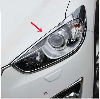 TINKA Mazda CX-5 CX5 2013 CHROME PRIEKINIS ŽIBINTAS LEMPOS DANGTELIS priekinių ŽIBINTŲ APDAILA VOKŲ 2VNT PRIEDAI