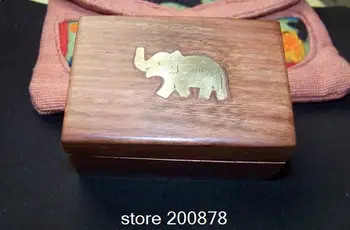 TJB919 Nepalas rankų darbo Bodhi mediniai mini papuošalų dėžutė,žalvarinis dramblys,mažų Nepalas Rankų darbo Medinių Amatų
