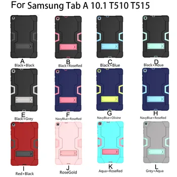 Tablet case For Samsung Galaxy Tab 10.1 T510 T515 10.1 colių Nešiojamas Kietasis anti-rudenį Trys anti-Stovas laikiklis Tablet Atveju 2019