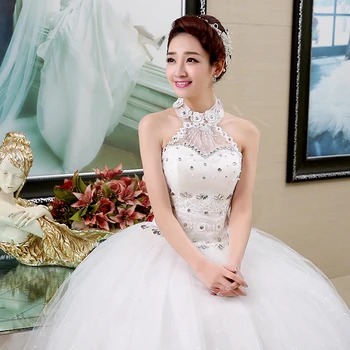 Tai YiiYa Vestuvių Suknelė Apynasrio Duobute Iliuzija Balto vestuvių suknelės, Vestuvių Rankovių Grindų Ilgis Princesė Kamuolys Suknelė HS135