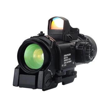 Taktinis Optika Riflescope 1x-4x Fiksuotojo Dvigubos Paskirties Sritį Su Mini Red Dot Akyse taikymo Sritis Medžioklės Monokliai už Airsoft Oro Patrankas Caza