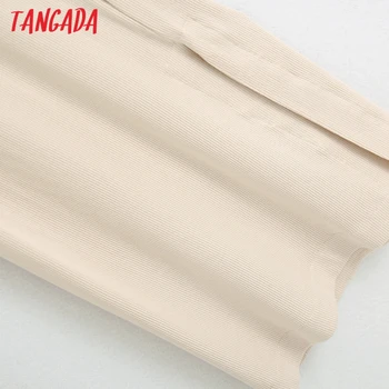 Tangada 2020 mados moterų kieto smėlio spalvos kelnės ilgos kelnės strethy juosmens kišenės užtrauktuką moterų kelnes BE12