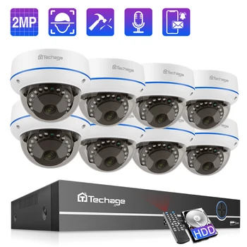 Techage 8CH 1080P POE NVR Rinkinys Saugumo kamerų Sistema, 2.0 MP HD Dome IP Kameros IR Patalpų Naktinio Matymo CCTV Vaizdo Stebėjimo Komplektas
