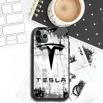 Tesla automobilių logotipą, Telefono dėklas Grūdintas Stiklas iPhone 11 Pro XR XS MAX 8 X 7 6S 6 Plus SE 2020 atveju