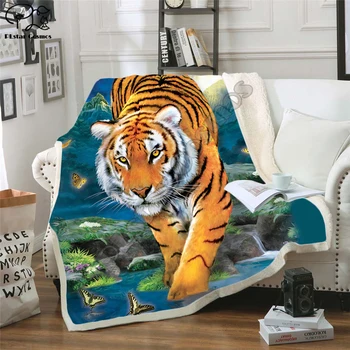 Tigras 3D Spausdinimo Pliušinis Vilnos Antklodė Suaugusiųjų Mados, Antklodės, Home Office Skalbti Antklode Atsitiktinis Vaikų Mergaičių Sherpa Antklodė animal03