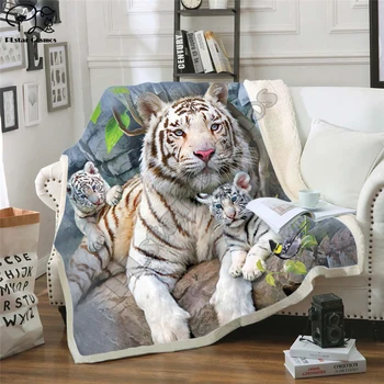 Tigras 3D Spausdinimo Pliušinis Vilnos Antklodė Suaugusiųjų Mados, Antklodės, Home Office Skalbti Antklode Atsitiktinis Vaikų Mergaičių Sherpa Antklodė animal03