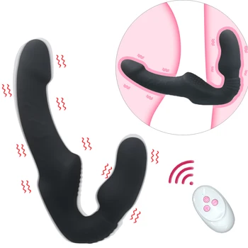 Tikroviškas Dildo, Vibratoriai Massager Stebėjimo Dirželis ant Lesbietės Dvigubai Galvos G-Spot Stimuliuoti Klitorį Sekso Žaislas, skirtas Pora Dual Motor