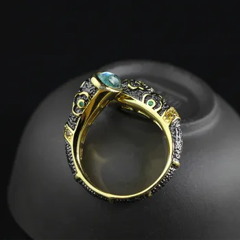 Topazas Emalio Žiedas 925 Sterlingas Sidabro Žiedas Moterims Drožyba Gėlių Diamond Fine Jewelry Prabanga Natūrali Vestuvių SR16