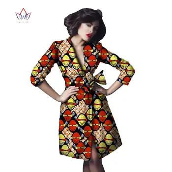 Tradicinis Afrikos Suknelės heidi bazin Riche Afrikos Suknelė Moterims Tranšėjos Paltai Para kaip Mulheres Outwears Plius Dydis 6XL BRW WY396