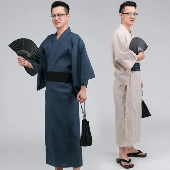 Tradicinis Japonų Kimono Vyrų Medvilnės Chalatas, Yukata Vyrų Vonia, Chalatas Kimono su Diržu Vienodas Etapo Rezultatus Samurajų Apranga