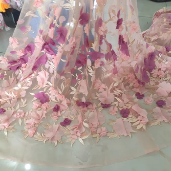 Trimatis Spalvingi Šifono Gėlių Akių Siuvinėjimo Audinio Sijonas Vestuvių Suknelė Dizaineris Audinys