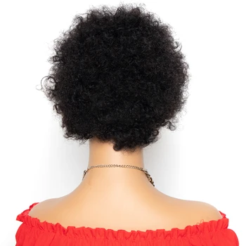Trumpas Afro Sluoksniuotos Perukas Brazilijos Pixie Supjaustyti Perukai Remy Plaukų, Nekilnojamojo Žmonių Plaukų Perukai Moterims, Natūralios Spalvos Plaukų Yepei