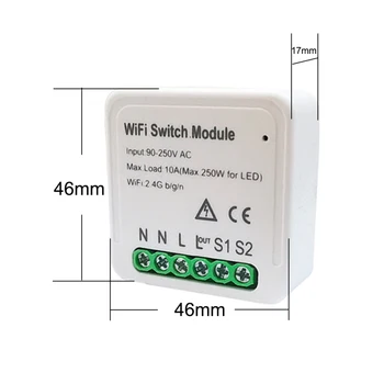 Tuya Smart Gyvenimo Wifi Jungiklis Atjungimo Relės Modulis 2 Way 90-250V Automatikos Pažangaus Apšvietimo 