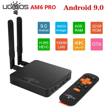 UGOOS AM6 Pro DDR4 Amlogic S922X 4GB RAM, 32GB Android 9.0 Smart TV BOX Paramos 4K 1000M Dual WiFi, Set Top Box, AM6 2G 16G TV Box