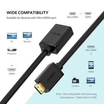 UGREEN Mini HDMI jungtis-Adapteris, suderinamas Vyrų, kad Femal Mini HDMI suderinamus Kabelio Adapteris 4K už Aviečių Pi ZeroW vaizdo Kamera Nešiojamas kompiuteris