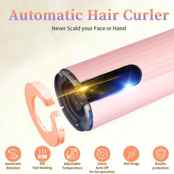 USB Mechaninė Hair Curler Plaukų Banga Garbanoti Belaidžius LCD Ekranas USB jungtį Belaidžio Garbanoti Geležies Auto 3 Spalvos