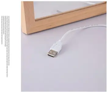 USB Medienos Foto Rėmelis Stalo Lempa su Tuščia Akrilo Plokštės, Medinės Naktį Šviesos Miegamojo Puošmena Led Foto Rėmelis 3 šviesos spalvų