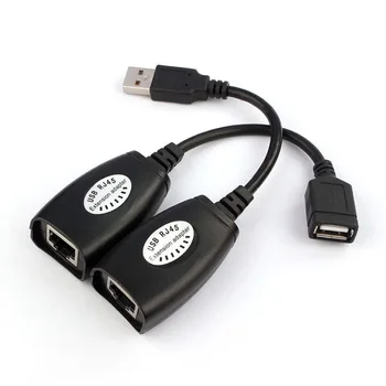 USB prailginimo Extender Adapteriu Iki 150ft Naudojant CAT5 RJ45 LAN Kabelio