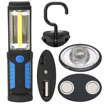 USB Įkraunamas LED Žibintuvėlis Fakelas Darbą Šviesos Stendas COB lanterna Magnetinio KABLYS 18650 Baterija Fotoblykstės Lauko