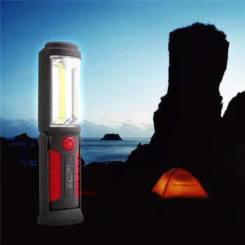 USB Įkraunamas LED Žibintuvėlis Fakelas Darbą Šviesos Stendas COB lanterna Magnetinio KABLYS 18650 Baterija Fotoblykstės Lauko
