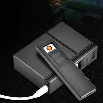 USB Įkrovimo Rūkymas Cigarečių Dėžutė Nešiojamų Cigarečių Dėžutė Su Žiebtuvėliais, Vėjo Turėtojas Lengvesni Dovana Hogard