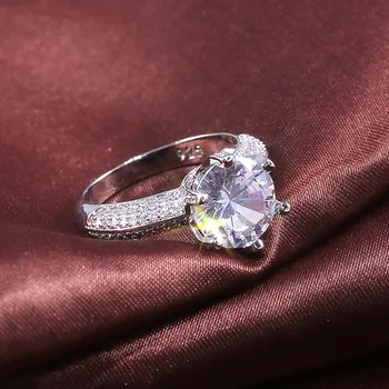 USTAR 10mm Didelis CZ stone Vestuviniai žiedai moterims apdaila pilna blizga kubinių zirconia sužadėtuvių žiedai moterų mados juvelyrikos anel