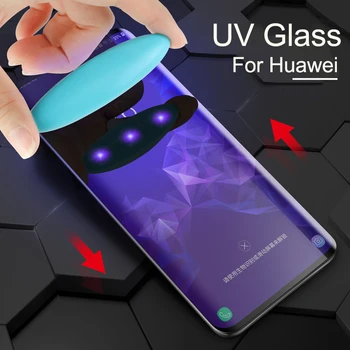UV Klijai Sceen apsaugos Huawei Honor 8X Skystis UV Grūdintas Stiklas Mate 20 Pro P20 Mate 10 Pro Garbės 10 Pastaba Magija 2 Nova 3 3i