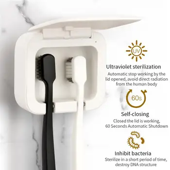 UV Šviesos dantų šepetėlį Sterilizer Punch-nemokamą dantų šepetėlį Turėtojas, USB Įkrovimo Antibacteria Ultravioletinių Dantų šepetėliu Sterilizer Dėžutę