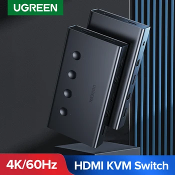 Ugreen HDMI Switch KVM Jungiklis Xiaomi Mi Langelį 4 1 Iš 4 Vnt Bendrinimo Spausdintuvą, Klaviatūrą, Pelę, 4 Uostų 4K/60Hz HDMI KVM Switch