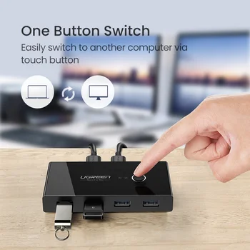 Ugreen USB KVM Switch USB 3.0-2.0 Switcher už Klaviatūrą, Pelę, Spausdintuvą, Xiaomi Mi 2 Langelis Uosto Vnt Bendrinimo 4 Prietaisų, USB Jungiklis Koncentratorius