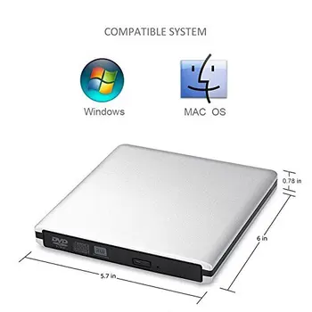 Ultra Plonas Išorinis USB 3.0 Didelio Greičio CD-RW DVD-RW Super Ratai Žaidėjas Rašytojas įrašymo įrenginį HP, ASUS, DELL, Samsung, Lenovo , Nešiojamas KOMPIUTERIS